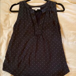 LOFT Navy Sleeveless Top with White Dots